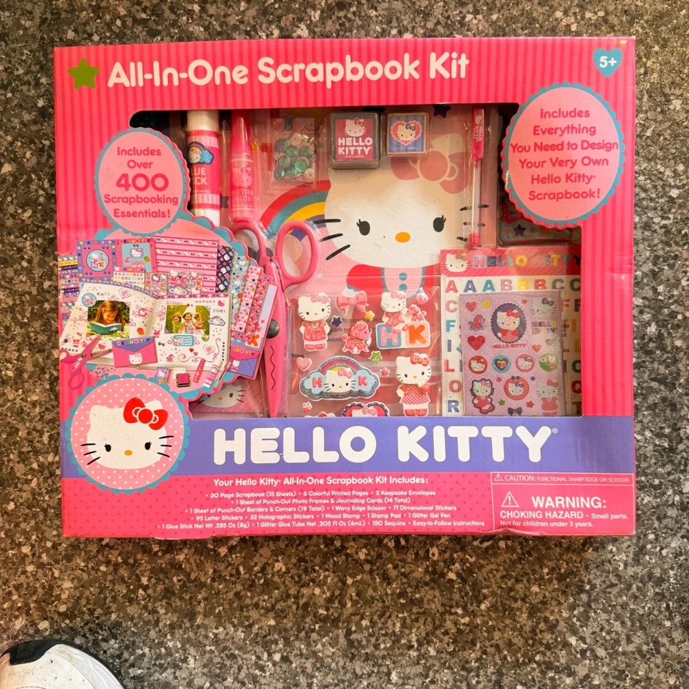 Hello Kitty All-In-One Scrapbook Kit Sanrio Arts and Crafts Set 400+ Pieces Pink